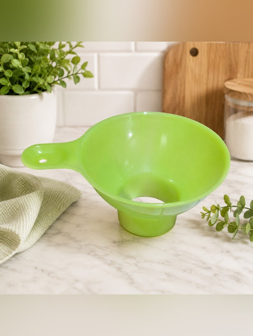 Bright Lime Green Plastic Canning Funnel | Wide-Mouth 🍋